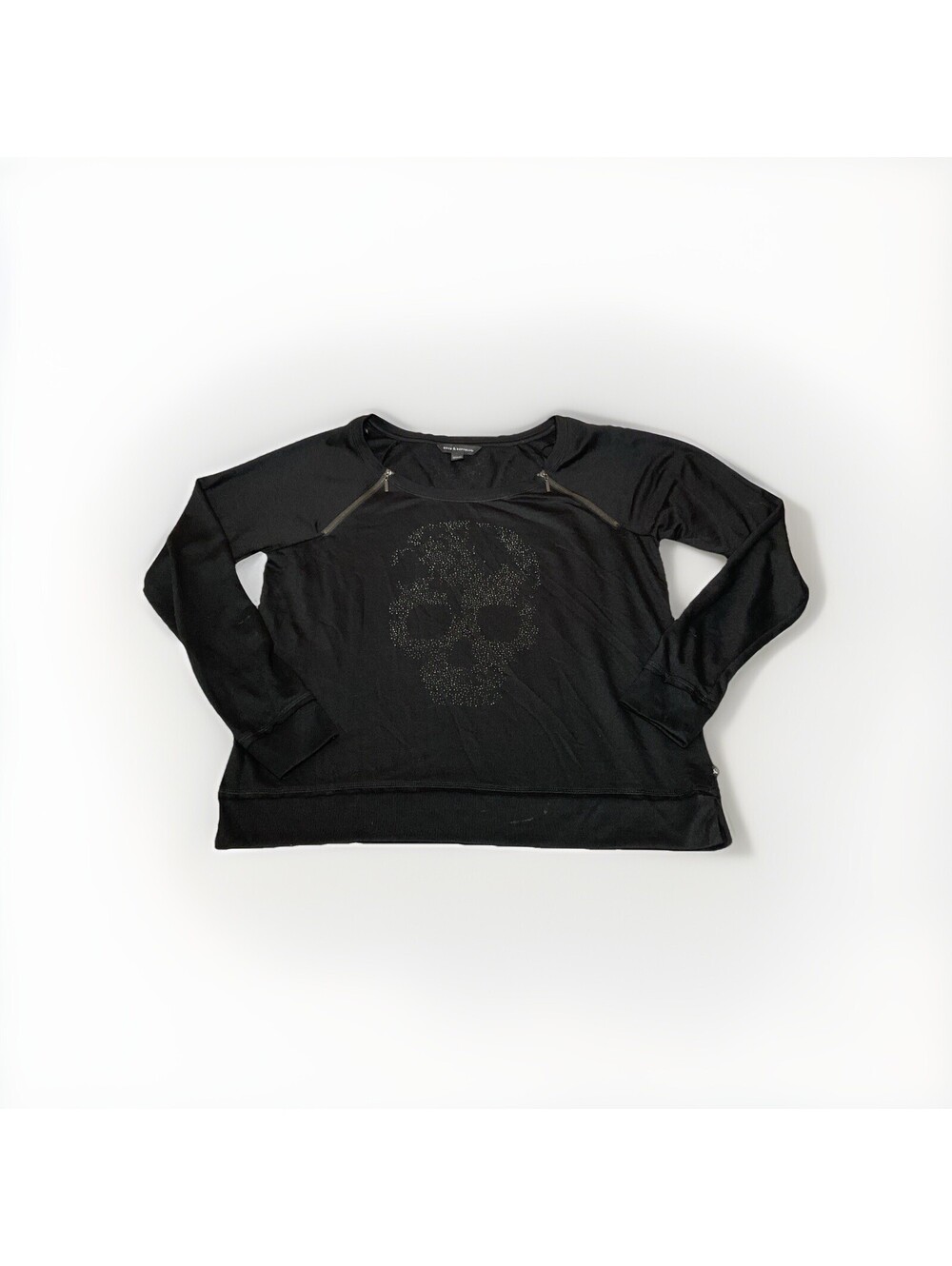 Rock & Republic Black Skull Sweater Women's Large Whimsigoth Witchy Dark Goth